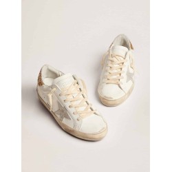 Super-Star sneakers with snake-print silver leather star and gold glitter heel tab
