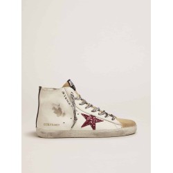 Francy sneakers with red glittery star and handwritten lettering