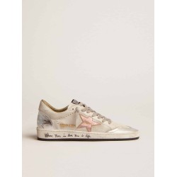 Ball Star sneakers in white suede with multicolored metallic leather inserts