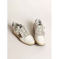 Ball Star sneakers with gold glitter star with crocodile print and black leather heel tab